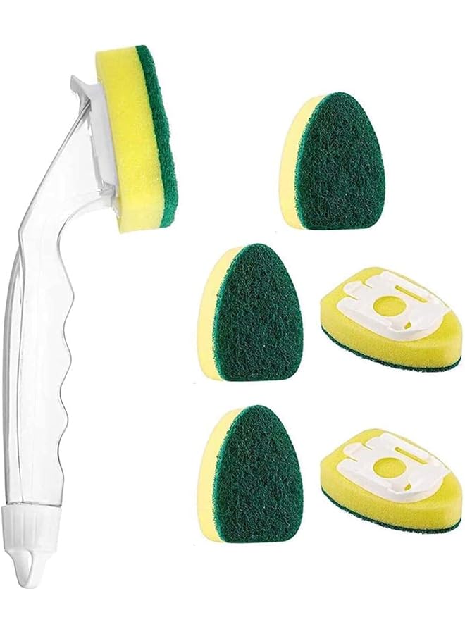 promass 6 Pieces Dish Wands Set Include 1 Dish Wands and 5 Refill Replacement Heads Soap Dish Wand Sponge for Kitchen Sink Cleaning Brush - Image 1