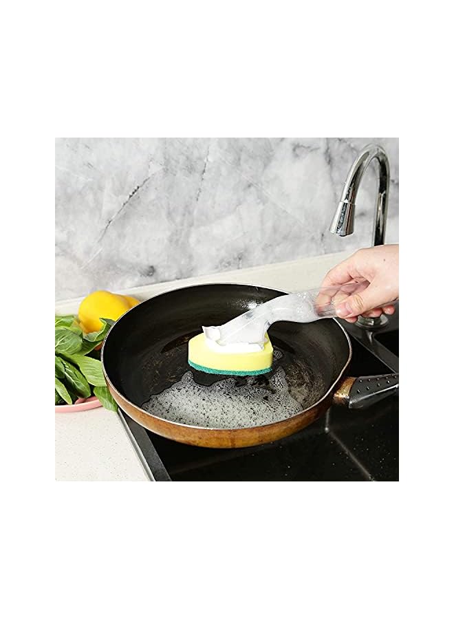 promass 6 Pieces Dish Wands Set Include 1 Dish Wands and 5 Refill Replacement Heads Soap Dish Wand Sponge for Kitchen Sink Cleaning Brush - Image 2