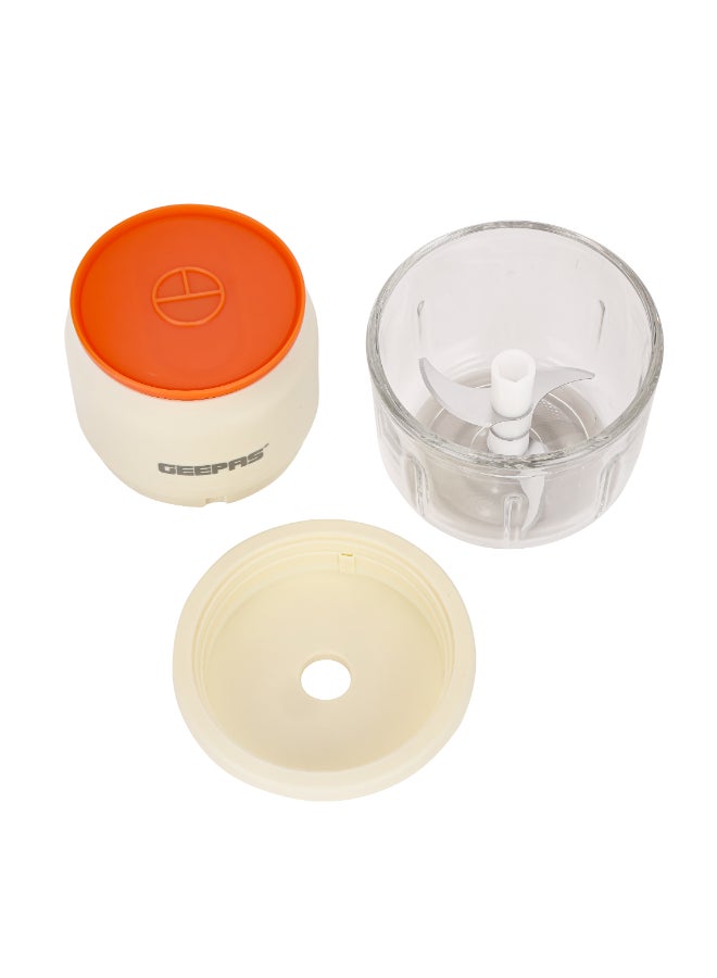 GEEPAS Wireless Mini Food Chopper - Portable Food Cutter Mincer for Dicing, Ginger, Chili, Fruits, Onions, Vegetable | Stainless Steel Blades, LED Indication,USB Rechargeable And Portable 300 ML | 2 Years Warranty 300 ml 1 W GMC42022 White - Image 4