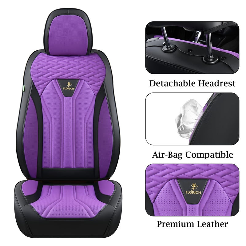 FLORICH Seat Covers for Cars, Waterproof Front Seat Covers, Purple Car Seat Covers 2 Pack, Universal Driver Seat Protector for Most Cars Trucks SUV - Image 4