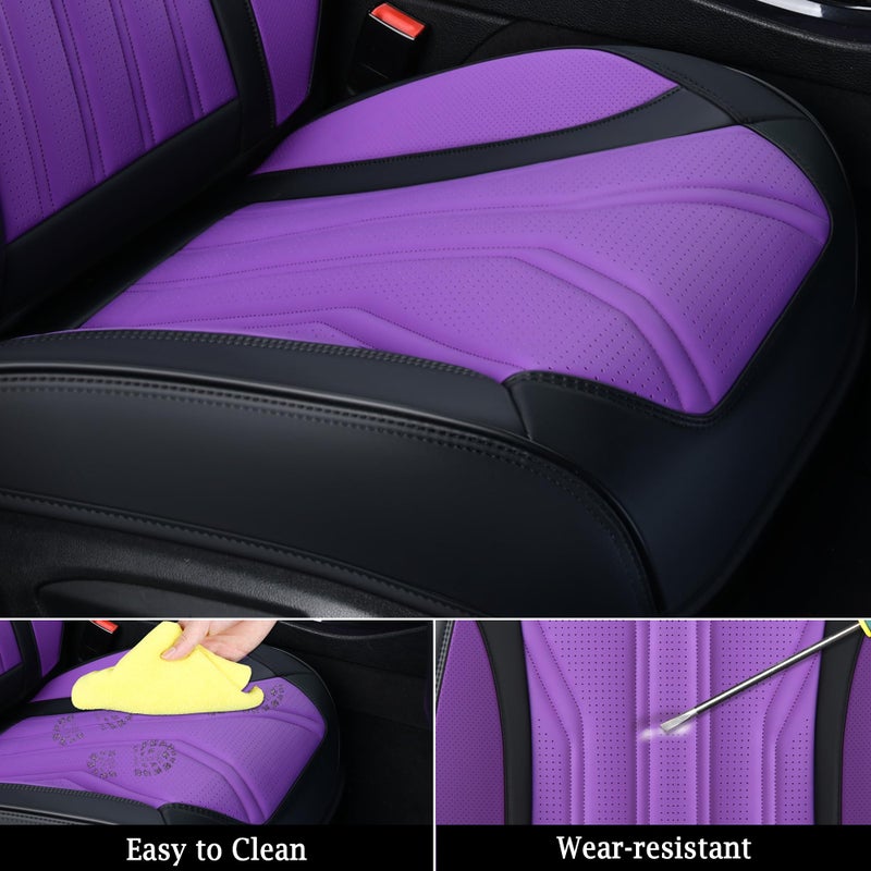 FLORICH Seat Covers for Cars, Waterproof Front Seat Covers, Purple Car Seat Covers 2 Pack, Universal Driver Seat Protector for Most Cars Trucks SUV - Image 5