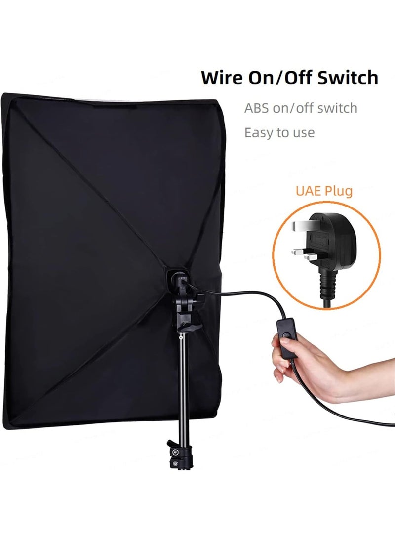 eWINNER Photography Softbox Lighting Kits Professional Continuous Light System Foldable Soft Box For Photo Studio Equipment 50x70CM - Image 2