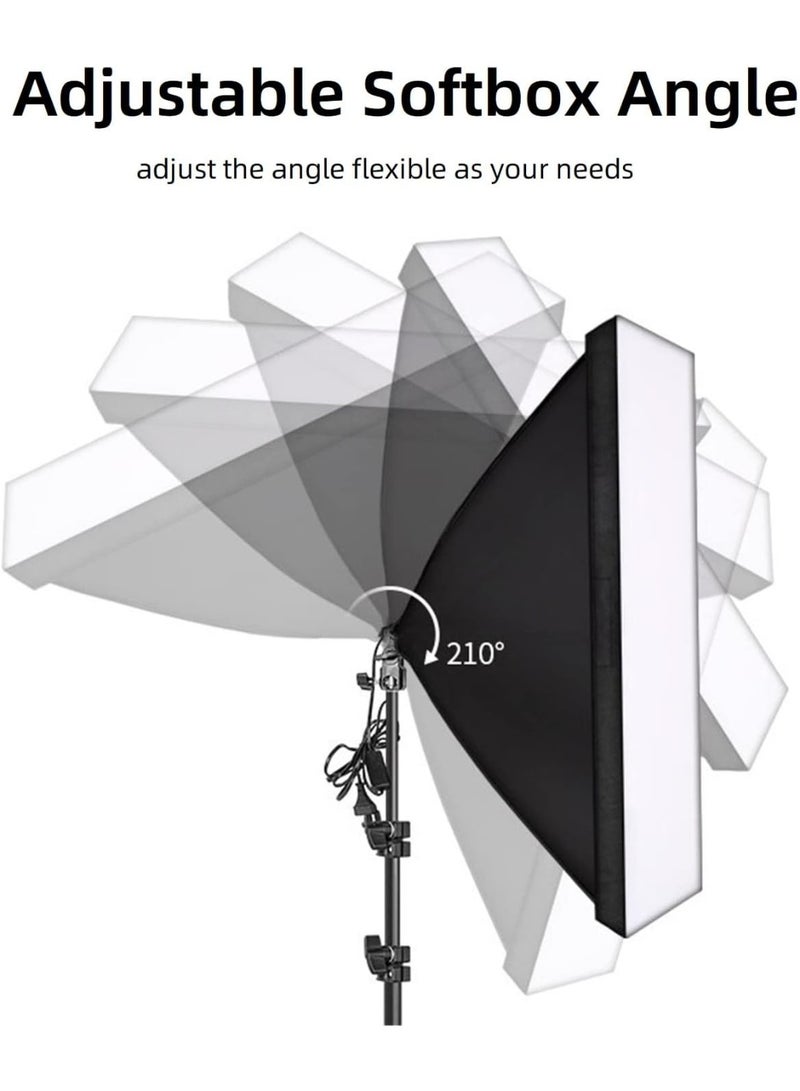 eWINNER Photography Softbox Lighting Kits Professional Continuous Light System Foldable Soft Box For Photo Studio Equipment 50x70CM - Image 3