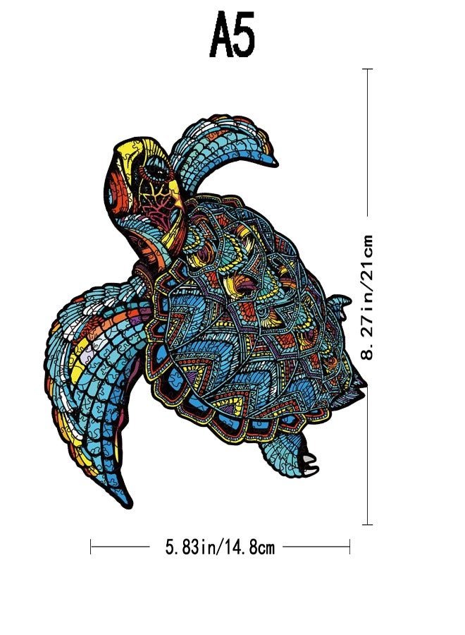 200 قطعة من ألغاز الصور المقطوعة الخشبية، وألغاز خشبية ثلاثية الأبعاد على شكل حيوانات، وسلحفاة للسباحة - Image 4