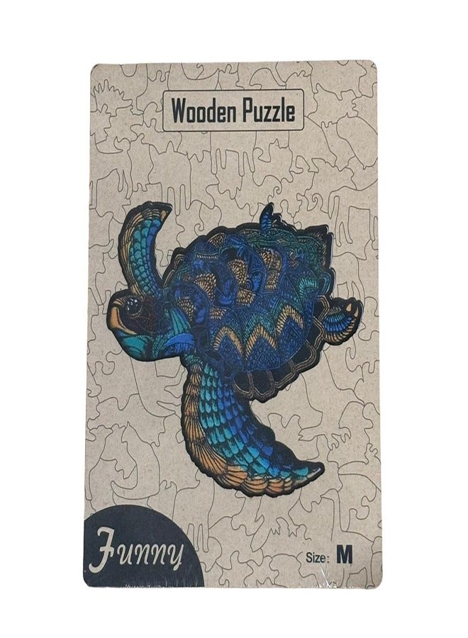 200 قطعة من ألغاز الصور المقطوعة الخشبية، وألغاز خشبية ثلاثية الأبعاد على شكل حيوانات، وسلحفاة للسباحة - Image 2