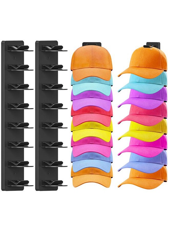 Fododo 2 Pack Hat Organizer for Baseball Caps, Hat Rack for Wall Hold Up 16 Hats, Strong Adhesive & Screw-in Cap Holder hat hangers for Closet Door & Bedroom - Image 1