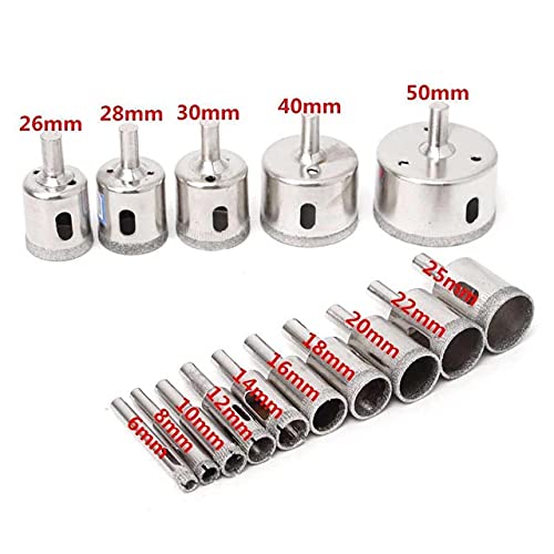 uptodateproducts uptodateproducts 15PCS Useful Diamond Coated Drill Bits Set Tile Marble Glass Ceramic Hole Saw 6mm50mm Tile Glass Brick Wall Wood Hole Opener  - Image 2