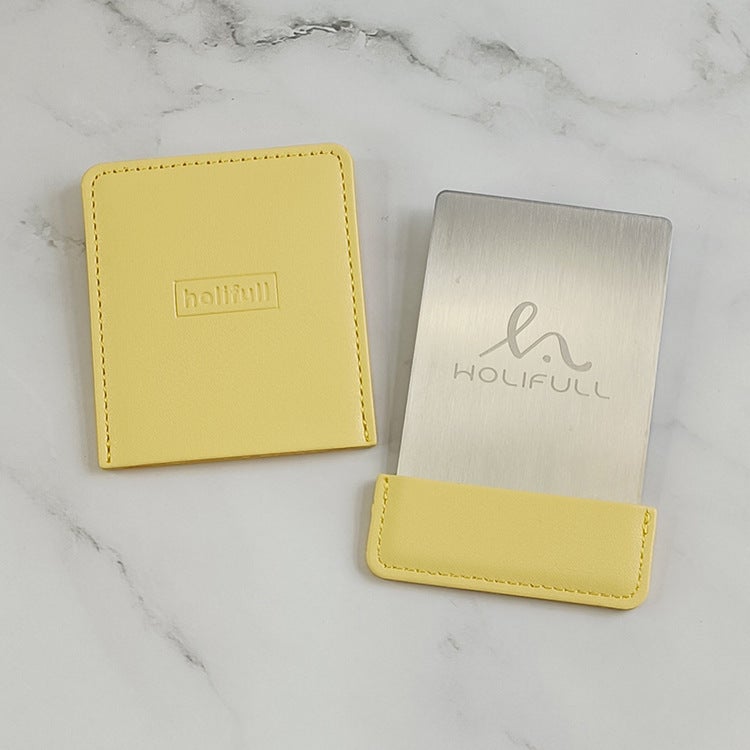 Japanese And Korean Ultra-Thin Portable Makeup Mirror Square Stainless Steel Beauty Mirror Pu Leather Makeup Mirror Gift Mirror - Image 4