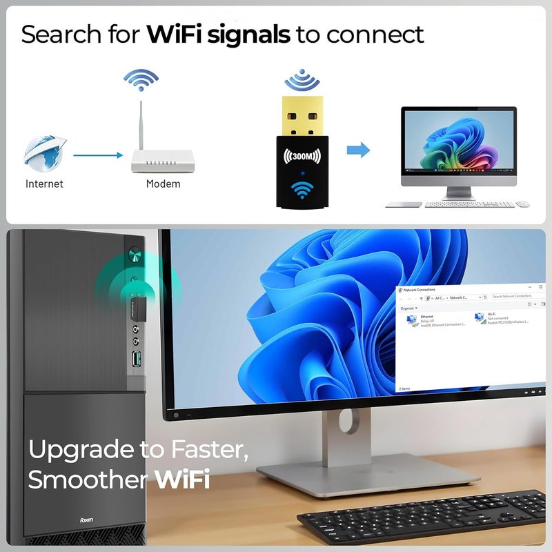 FOXIN Nano 300 mbps Wireless USB Wi-Fi Adapter for PC, Desktop, Laptop | Mini WiFi Dongle Compatible with Windows, Mac Os & Linux Kernel | Advanced Security WPA/WPA2 encryption Standards | 300 mbps - Image 5