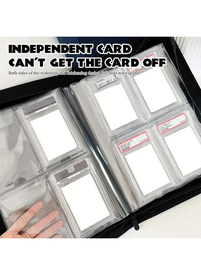 A 4 Pocket 6 Pocket Zippered Trading Card Holder Suitable for PSA CGC BGS SGC Graded Sports Cards Game Cards Baseball And Basketball Card Holders Sports Card Collection Albums White 6 Grids Made of PU - Image 3