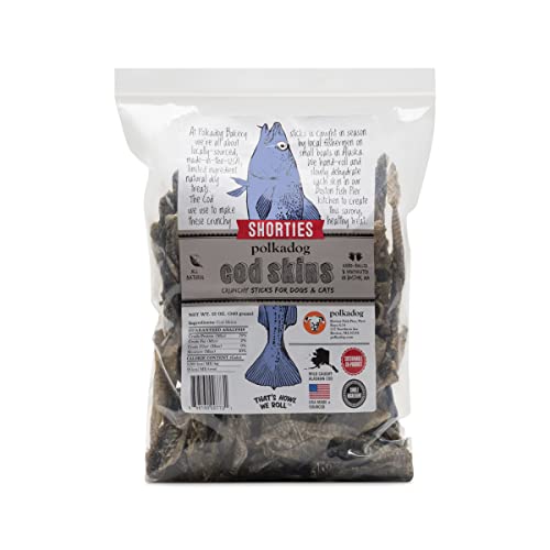 Polkadog Cod Skins for Dogs (12oz Shortie) - Single Ingredient, Wild-Caught Fish Skin Dog Treats for All Breeds – High in Lean Protein & Omega-3. Hypoallergenic, Grain Free. Handcrafted & Made in USA - Image 1