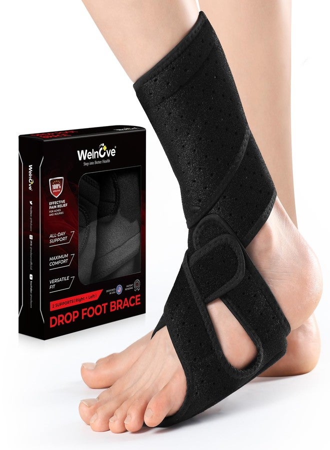 Welnove Drop Foot Brace with Arch Support, Breathable AFO Ankle Brace for Walking, Relieves Instability of Lower Limbs by Foot Drop, MS, TBI, Spinal Cord Injury, Cerebral Palsy (Black, Breathable) - Image 1