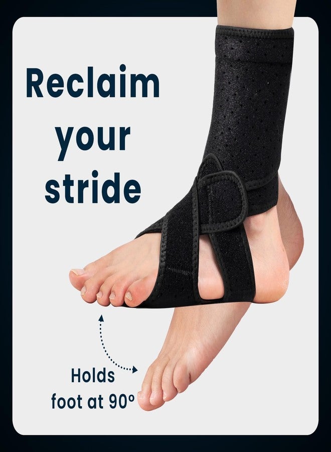 Welnove Drop Foot Brace with Arch Support, Breathable AFO Ankle Brace for Walking, Relieves Instability of Lower Limbs by Foot Drop, MS, TBI, Spinal Cord Injury, Cerebral Palsy (Black, Breathable) - Image 2