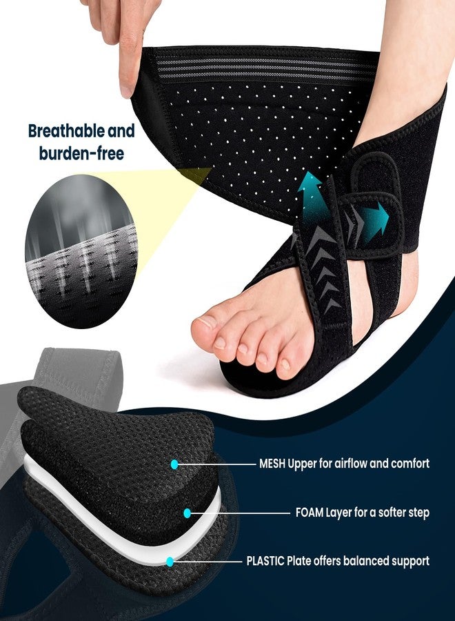 Welnove Drop Foot Brace with Arch Support, Breathable AFO Ankle Brace for Walking, Relieves Instability of Lower Limbs by Foot Drop, MS, TBI, Spinal Cord Injury, Cerebral Palsy (Black, Breathable) - Image 4