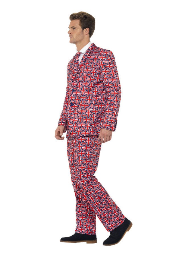 Union Jack Suit Red With Jacket Trouser And Tie Large