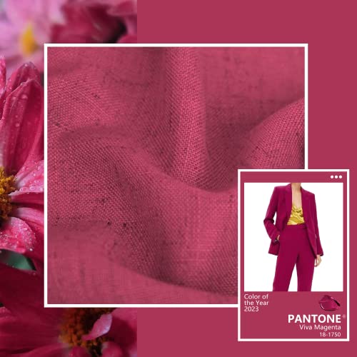 DANCURTON Hot Pink Curtains for Living Room 84 Inch Length 2 Panels Set Back Tab Pocket Semi Sheer Linen Boho Vibrant Bright Colored Girls Curtains for Bedroom Princess Decor Raspberry Fuchsia Magenta Red 52x84 - Image 2