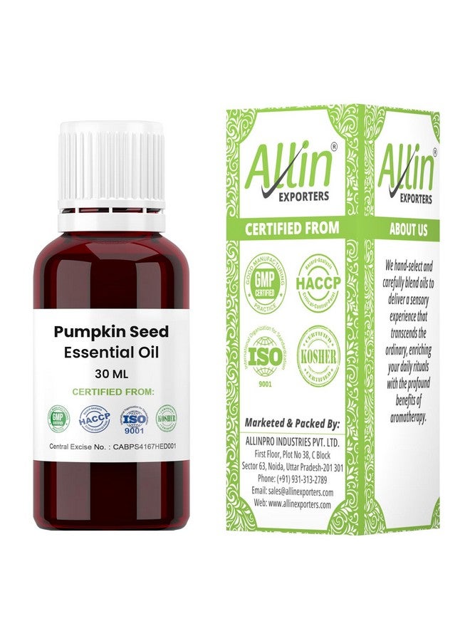 Allin Exporters Pumpkin Seed Oil Natural Undilluted Therapeutic Grade for Haircare and Healthier Skin (30 ML) - Image 1