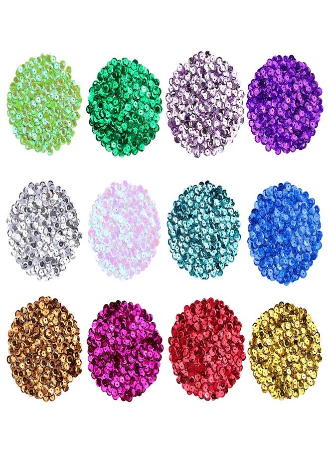 Naler 6000 Pieces 6mm Loose Sequins for Crafts - Premium Iridescent Sequin Set for Sewing, Embroidery, Wedding Decorations - 12 Vibrant Colors for DIY Costume & Fabric Embellishments - Image 1