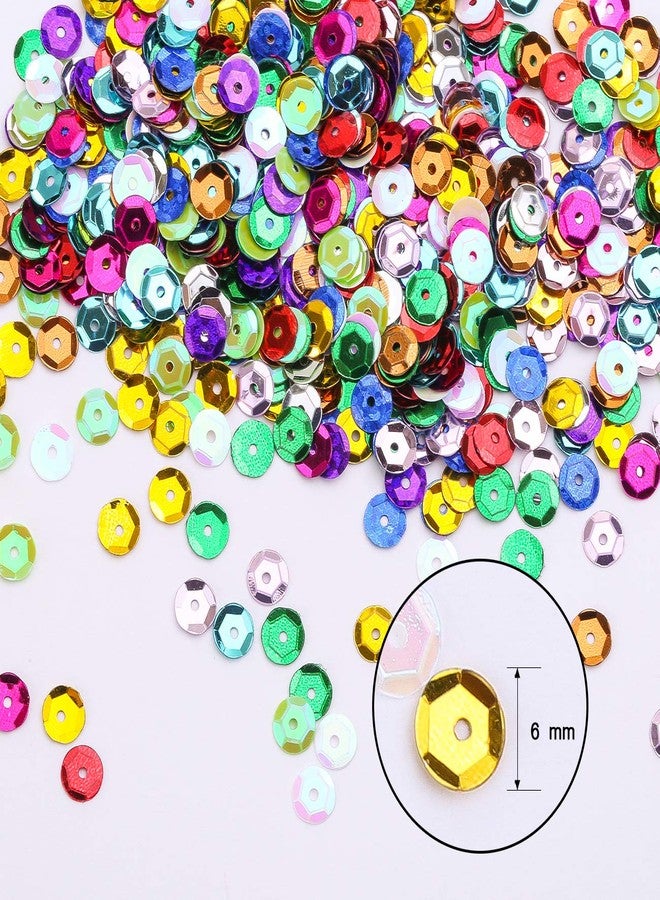 Naler 6000 Pieces 6mm Loose Sequins for Crafts - Premium Iridescent Sequin Set for Sewing, Embroidery, Wedding Decorations - 12 Vibrant Colors for DIY Costume & Fabric Embellishments - Image 2