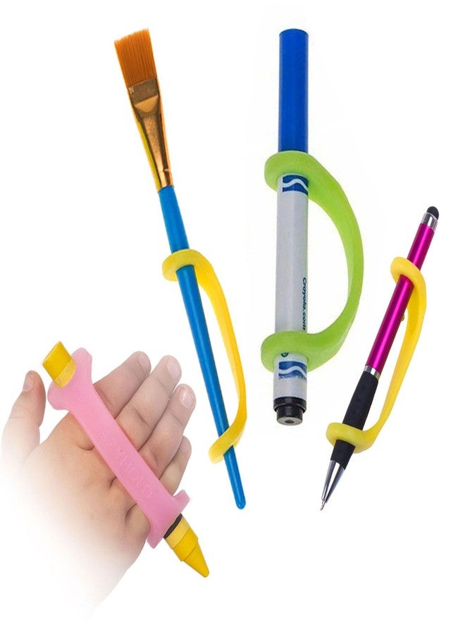 EaZyHold Art Pack - Silicone Adaptive Universal Cuff for Hand Grip Support, Daily Living Mobility Aid, Secure Hold on Pencils, Paint Brushes, Markers, Makeup - 4 Pack - Image 1