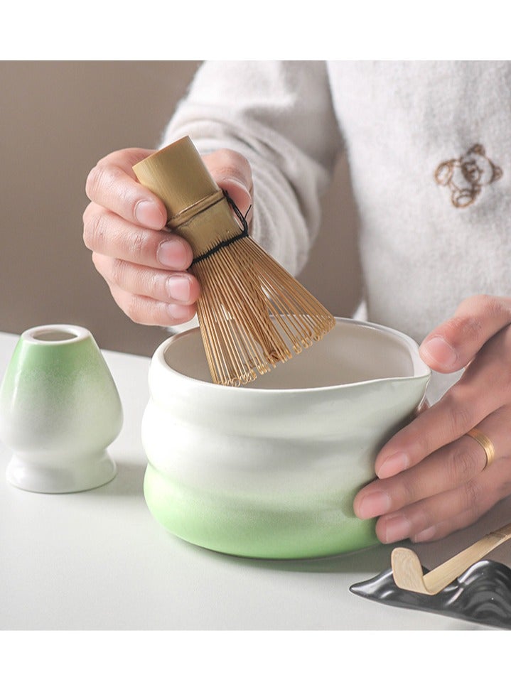 7 Pieces Japanese Matcha Tea Set Matcha Blender Set  Ceramic Bowl Safe Bamboo Whisk Teaspoon Tea Set Handmades Indoor Beverage Shop DIY Tea-making Tools The Perfect Ceremony Start Up Set Accessories  for Tea Lovers - Image 2