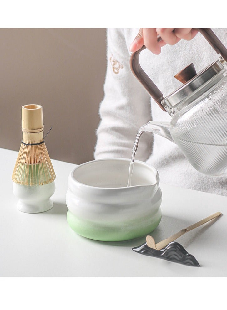 7 Pieces Japanese Matcha Tea Set Matcha Blender Set  Ceramic Bowl Safe Bamboo Whisk Teaspoon Tea Set Handmades Indoor Beverage Shop DIY Tea-making Tools The Perfect Ceremony Start Up Set Accessories  for Tea Lovers - Image 3