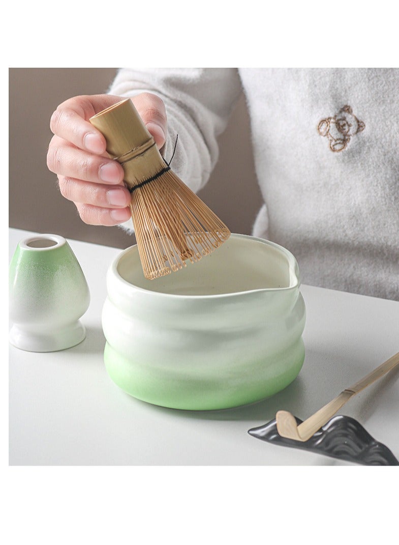 7 Pieces Japanese Matcha Tea Set Matcha Blender Set  Ceramic Bowl Safe Bamboo Whisk Teaspoon Tea Set Handmades Indoor Beverage Shop DIY Tea-making Tools The Perfect Ceremony Start Up Set Accessories  for Tea Lovers - Image 5
