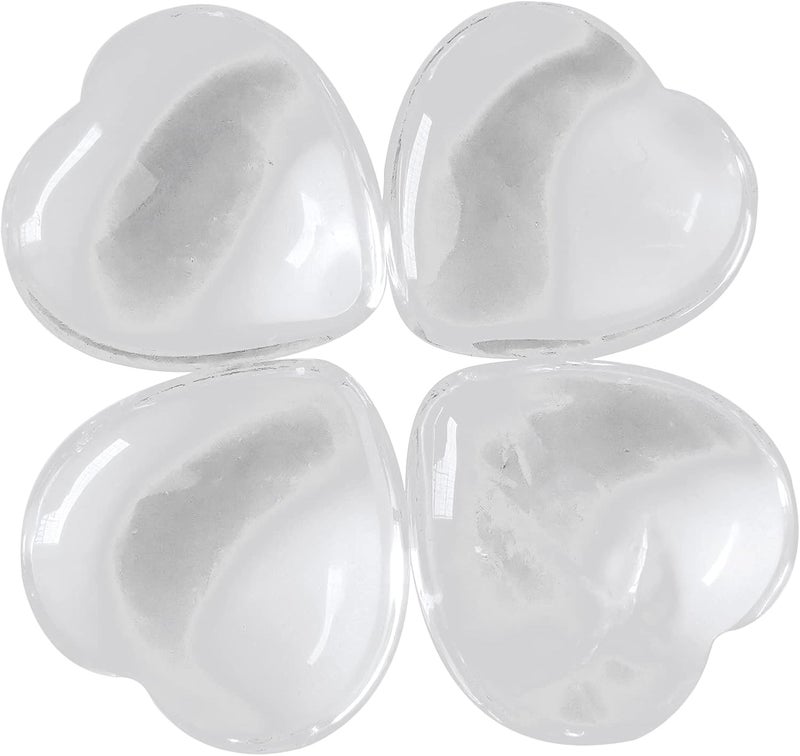 4 Pcs Natural Rock Quartz Love Heart Pocket Stone Healing Chakra Worry Stone(1 Inch)