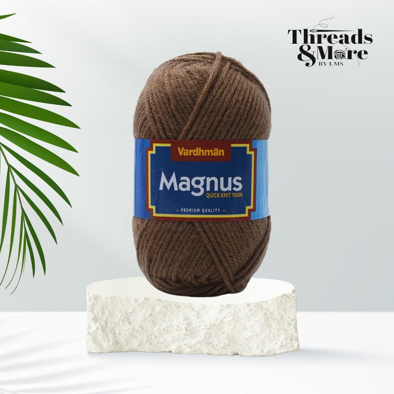 Vardhman Threads Vardhaman Magnus Acrowool Acrylic Hand Knitting and Crochet Yarn. Pack of 1 Ball - 100Gms. Shade No - 013,Brown, 4 ply - Image 3