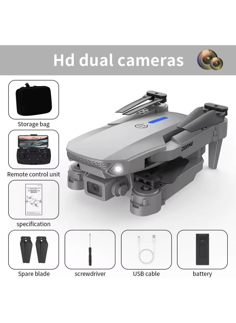 E88 Foldable Drone with 8K HD Dual Camera, Obstacle Avoidance, Altitude Hold, Wi-Fi FPV, One-Key Return & 360° Flip – Lightweight RC Quadcopter with Remote Control – Compact & Portable Drone for Beginners & Kids – Multicolour Design for Outdoor Use