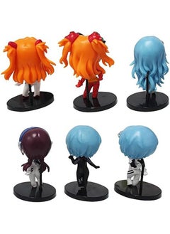 General 6PCS Q Edition Neon Genesis Evangelion Figure, Cute Asuka Figure Ayanami Rei Figure Maboshi Cake Decorator Decoration, Outstanding Action Figure Statue Series Birthday Gift for Kids  - Image 4