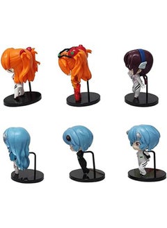 General 6PCS Q Edition Neon Genesis Evangelion Figure, Cute Asuka Figure Ayanami Rei Figure Maboshi Cake Decorator Decoration, Outstanding Action Figure Statue Series Birthday Gift for Kids  - Image 2