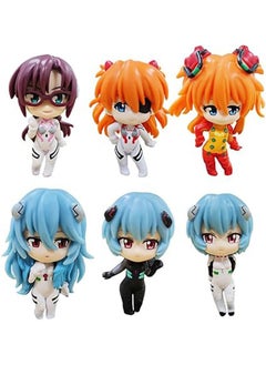 General 6PCS Q Edition Neon Genesis Evangelion Figure, Cute Asuka Figure Ayanami Rei Figure Maboshi Cake Decorator Decoration, Outstanding Action Figure Statue Series Birthday Gift for Kids  - Image 1