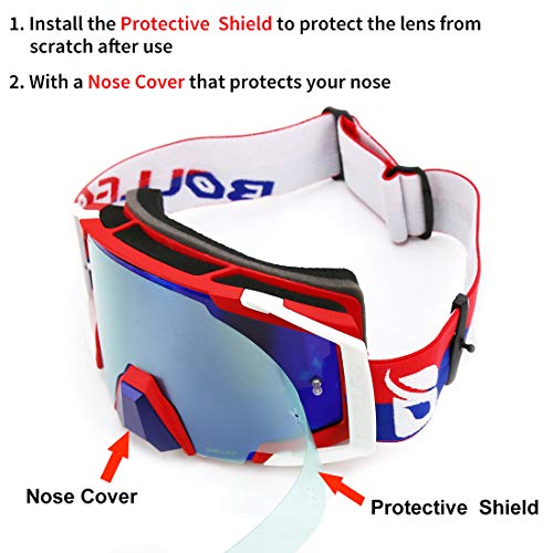 Zdatt Motocross Riding Goggles Dirt Bike ATV Motorcycle Gafas Anti-UV Motorbike Off Road Ski Goggles Anti-Slip Strap Nose Cover Men Women Fit Glasses & Helmet - Image 2