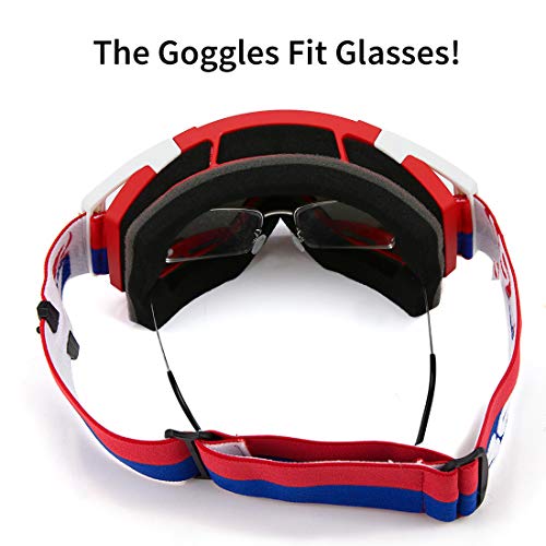 Zdatt Motocross Riding Goggles Dirt Bike ATV Motorcycle Gafas Anti-UV Motorbike Off Road Ski Goggles Anti-Slip Strap Nose Cover Men Women Fit Glasses & Helmet - Image 4