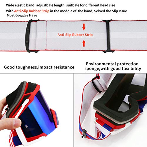 Zdatt Motocross Riding Goggles Dirt Bike ATV Motorcycle Gafas Anti-UV Motorbike Off Road Ski Goggles Anti-Slip Strap Nose Cover Men Women Fit Glasses & Helmet - Image 3