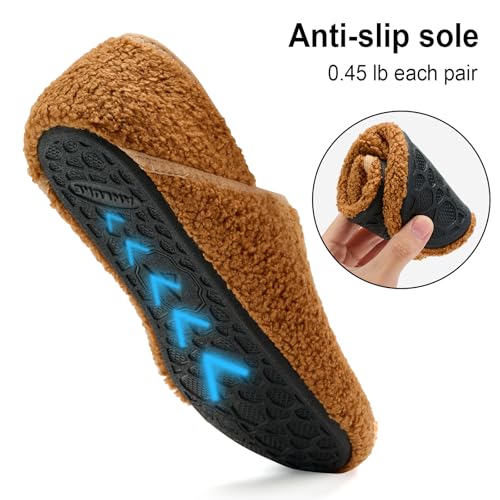ANLUKE Slipper for Women Men Slipper Socks Fuzzy House Shoes Rubber Sole Slip On Soft-Lightweight Non Slip Indoor/Outdoor Brown 38/39 - Image 5
