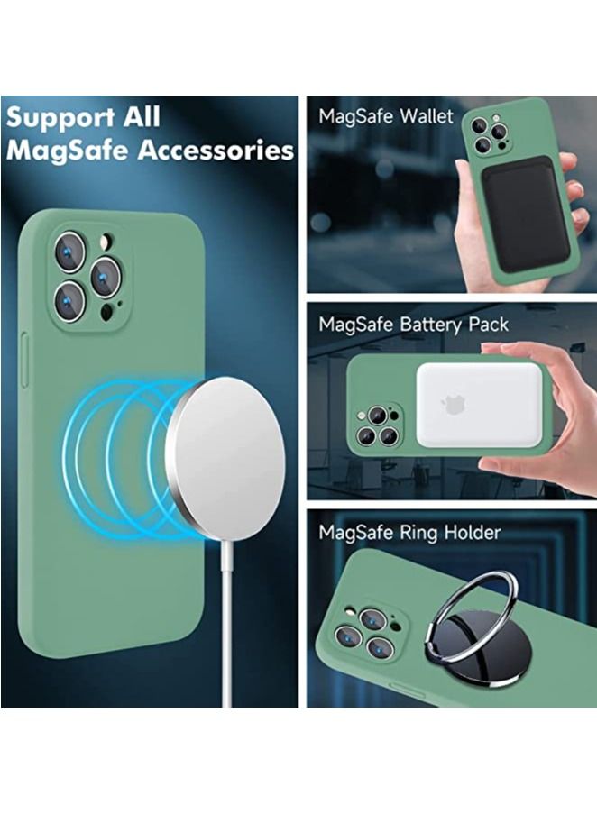 iPhone 14 Pro Max + 2 Pack Tempered Glass Screen Protector Magsafe Case Silicone Phone Case with Microfiber Lining for iPhone 14 Pro Max 6.7 inch 2022 - Image 2