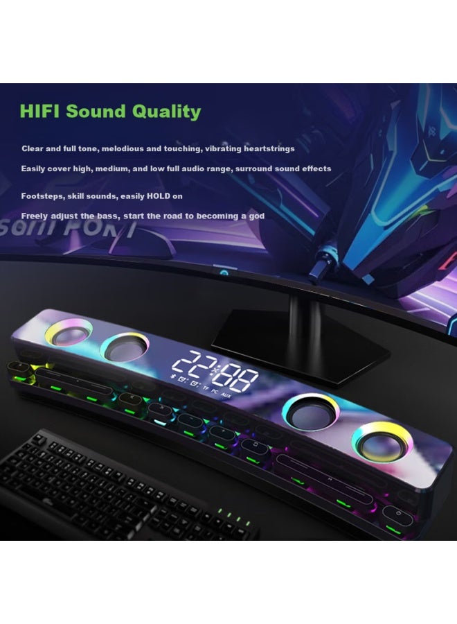 SOAIY Bluetooth Speaker Computer Desktop Gaming Speaker With Microphone Atmosphere Subwoofer External Decoration High Sound Quality Birthday Gift Sh39 Ai Gaming White - Image 1