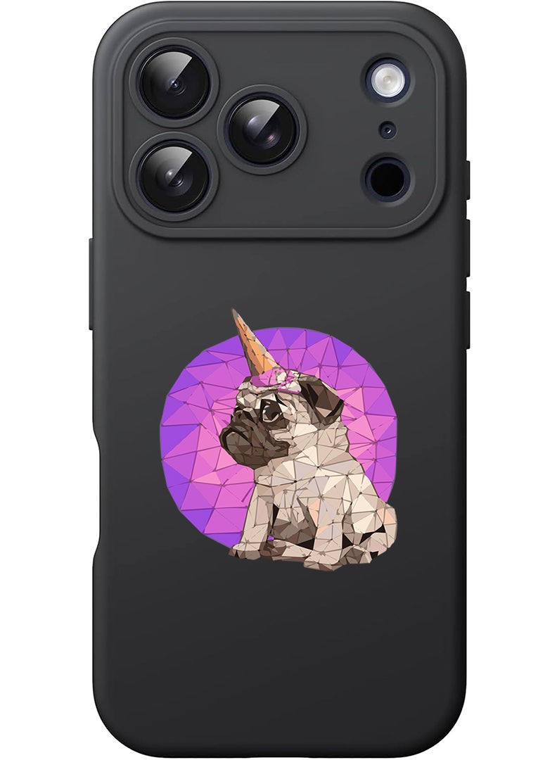 Theodor Protective Slim Fit Case Liquid Silicone Cover with Full Body Protection Anti-Scratch Shockproof Case For Apple iPhone 17 Pro (Black) Puggy - Image 1