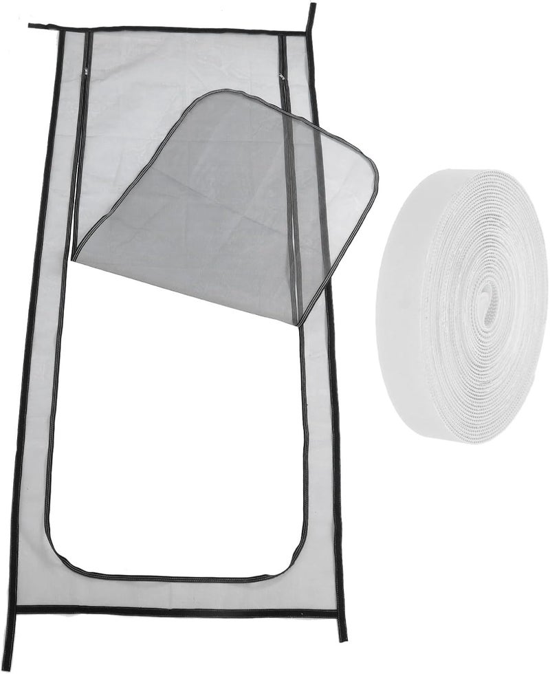 Seasonal & permanent compatible BESPORTBLE Heavy Duty Pet Screen Door with Zipper Closure Gray Mesh Cat Door 90x220cm Sturdy Pet Mesh Screen Prevents Cats and Small Dogs from Escaping Processed natural substance - Image 1
