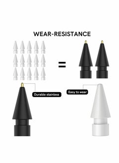KASTWAVE Replacement Tips for Apple Pencil, 2 Pack Compatible with Apple Pencil 2nd Gen and 1st Gen, No Wear Out Fine Point Precise Control Pen Like Nibs for Apple Pencil (Black 1.8mm)  - Image 3