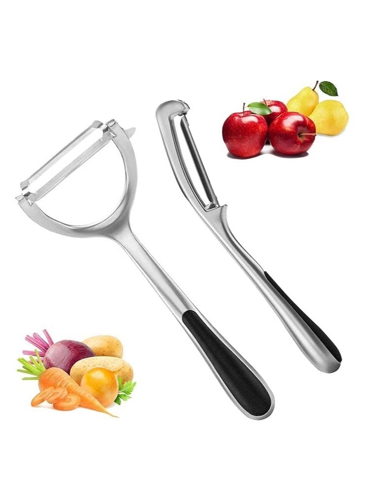 QSHOP Vegetable and Potato Peeler for Kitchen 2 Pack, Premium Stainless Steel Y-Shaped Rotating Peeler for Vegetables, Potatoes, Carrots, Fruits, Ergonomic Non-Slip Handle and Sharp Blade,  - Image 1