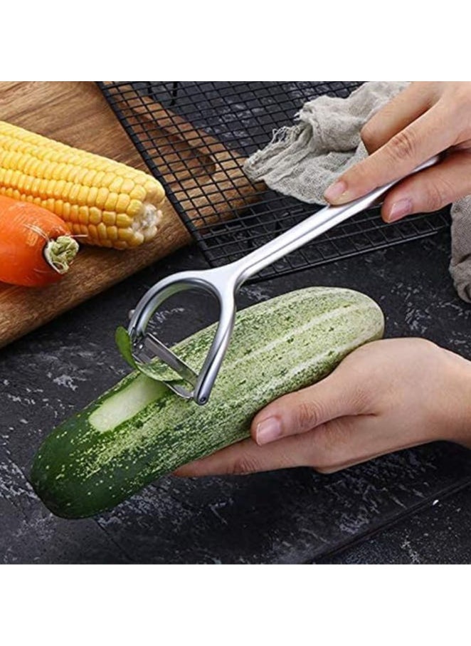 QSHOP Vegetable and Potato Peeler for Kitchen 2 Pack, Premium Stainless Steel Y-Shaped Rotating Peeler for Vegetables, Potatoes, Carrots, Fruits, Ergonomic Non-Slip Handle and Sharp Blade,  - Image 2