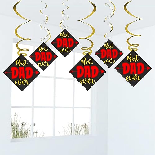 Balloonistics Best Dad Ever Ceiling Swirl Decorations Birthday Cutout Festive Party Supplies Decorations Event Party (Pack of 6 Swirls and Cutouts) - Image 1