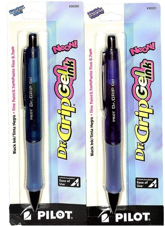PIL Pilot Dr. Grip Refillable & Retractable Gel Ink Rolling Ball Pen, Fine Point, Purple Barrel, Black Ink (36261) & Blue Barrel, Black Ink, Single Pen (36260)  - Image 2