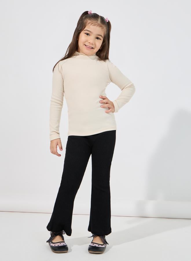 Styli Solid Mock Neck Rib Knit T-Shirt  - Image 2