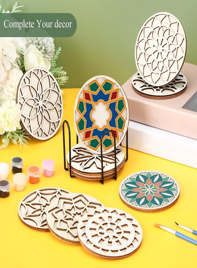 Leinuosen Wooden Coasters Painting Kit, Color Your Own Coaster Mandalas with Acrylic Paints, 4 Boho Drink Coaster Gift Crafts DIY Kit for Adults, Teens, Home Apartment Decor - Image 5