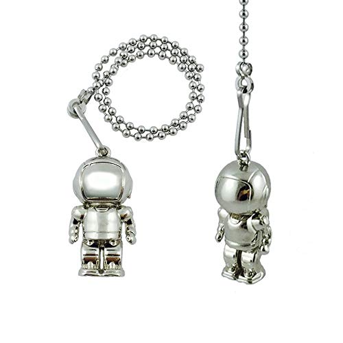 Wayilea Pull String Ceiling Fan Light Extender Chain, Stainless Steel Extension Ball Bead Replacement, Cute Astronaut Spacemen Hanging Ornaments for Lamp Fixture Kids Bedroom Space Decor - Image 1