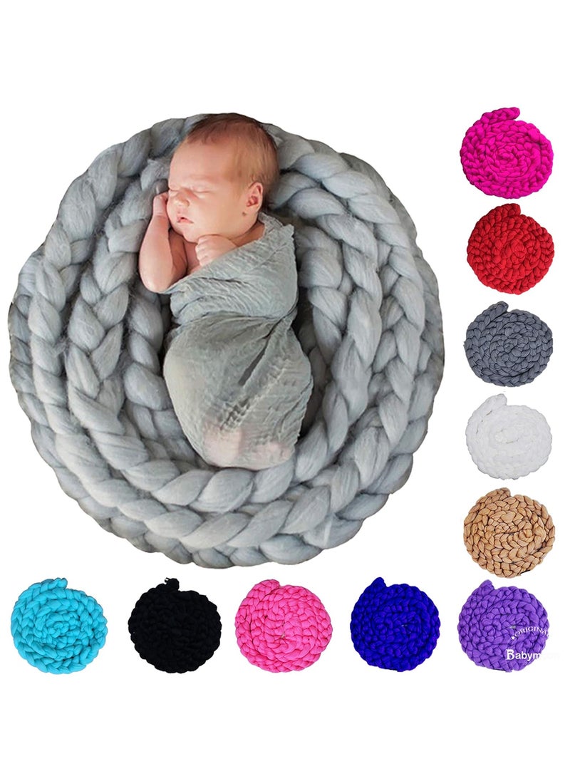 BabyMoon BabyMoon Braided Knit Throw Braided Rug Blanket, Basket Filler Born Baby Photography Photoshoot Props  - Image 1